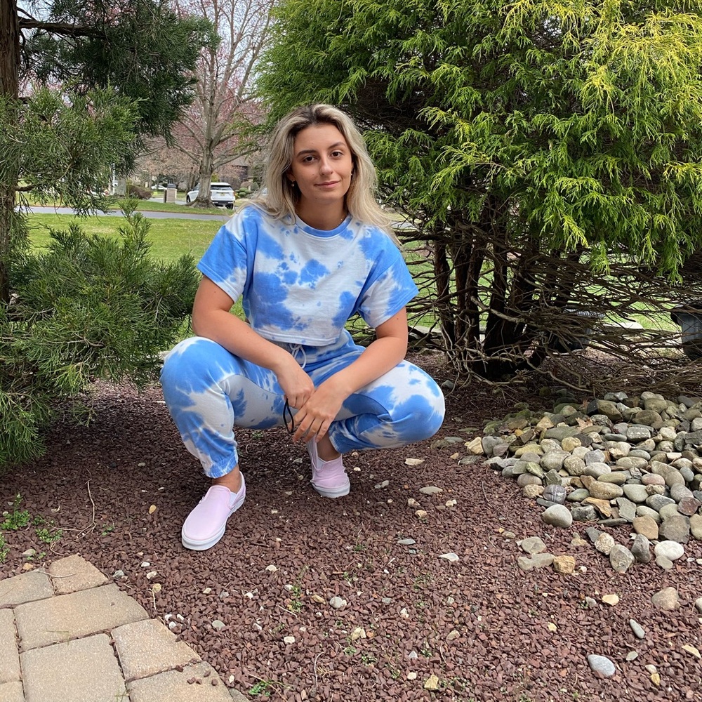 Sky blue jogger & crop tee set